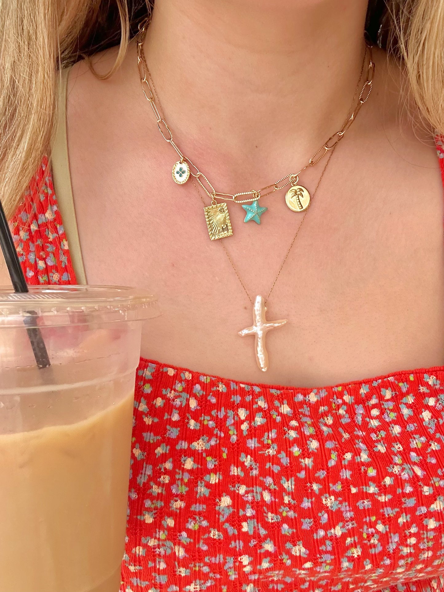 beach trip charm necklace